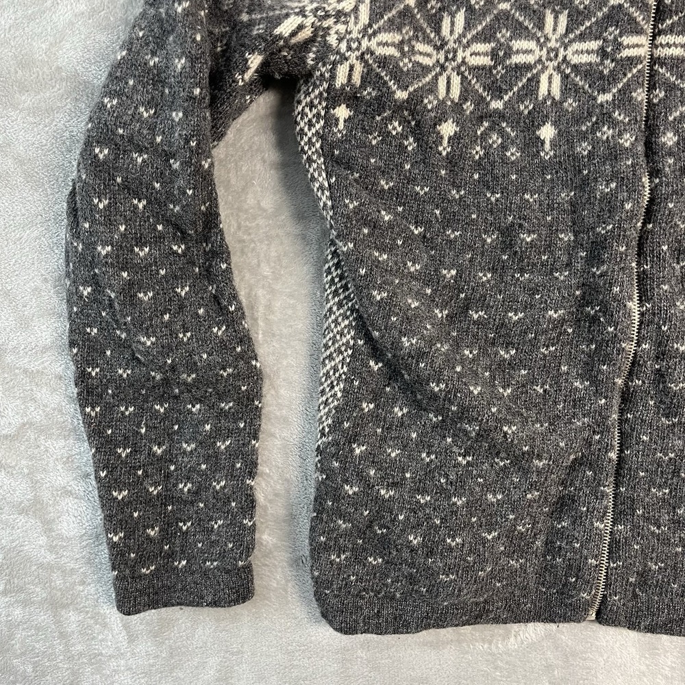 VTG Maurices Womens M Nordic Fair Isle Lambswool Blend Zip Cardigan Fur Collar - Picture 4 of 15